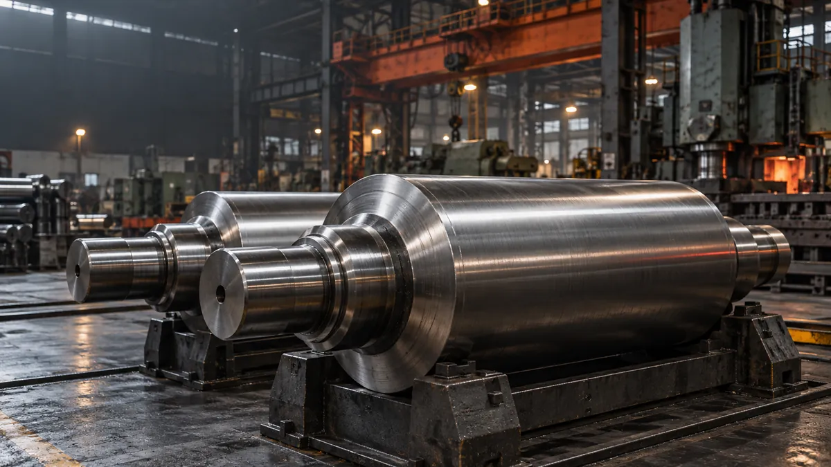 Heavy forged rolling mill rolls with polished barrels and necks