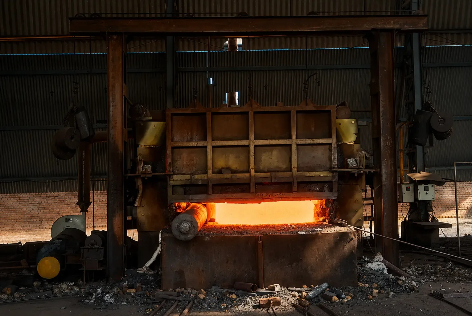 metal in industrial furnace