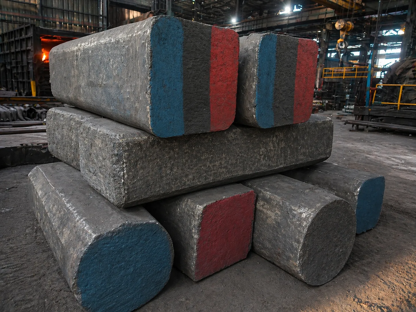 Hot forged steel ingots for industrial manufacturing